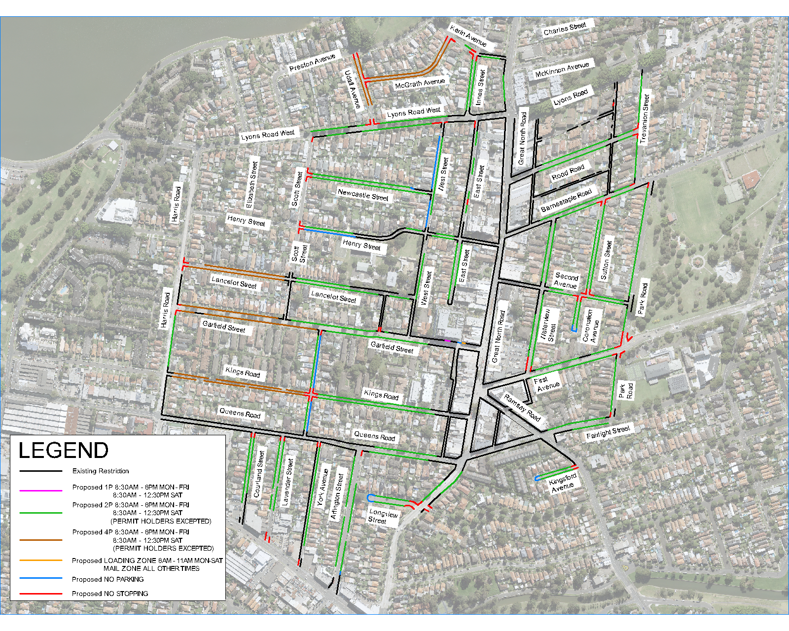 Map of proposed restrictions in Five Dock.