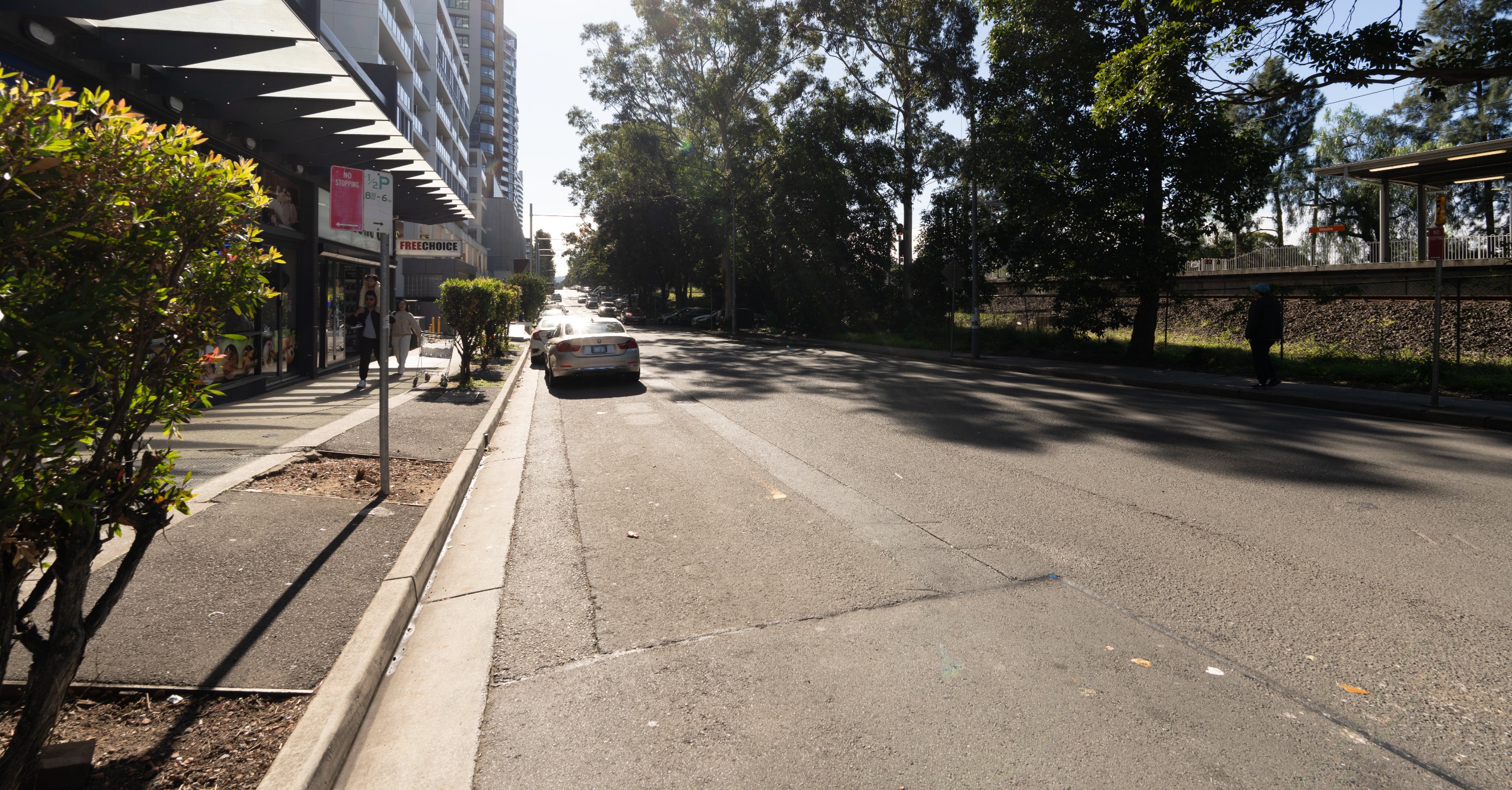 Before: Existing footpath along Walker Street in Rhodes