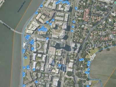 Aerial view of Rhodes proposed tree planting locations
