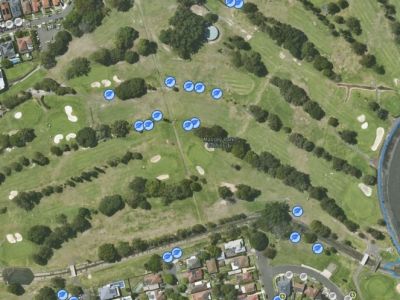 Birds eye view map of Massey Park Golf Course