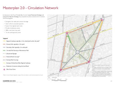 Map showing footpath connections and crossings in and around the park
