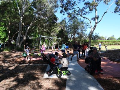Children playing on swings 